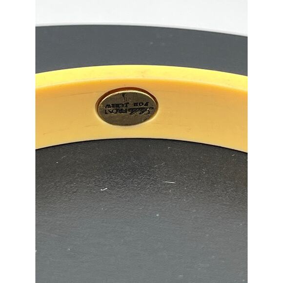 Lulu Frost For J. crew Yellow Acrylic Pave Rhinestones Crest Bangle Bracelet - Picture 2 of 9